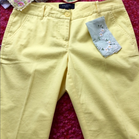 Talbots🐥Yellow Capri NWOT ANKLESLIT FLAT PKT Sz 4 P - Picture 3 of 13